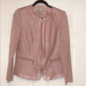 Nygard Collection Texture Leather Jacket SM-6/8 Knit Sleeves & Back -Blush Pink